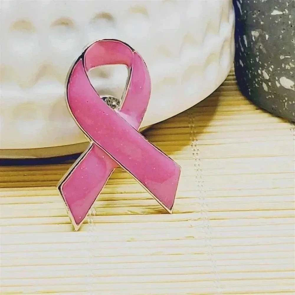 Breast Cancer Awareness Pink Ribbon Large Enamel Lapel Pin Brooch
